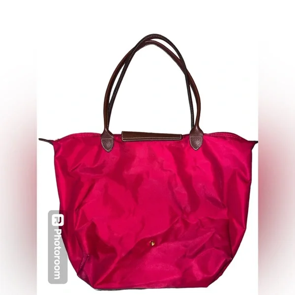 EUC Longchamp Le Pliage Long Handle Large Tote RED - Picture 3 of 13